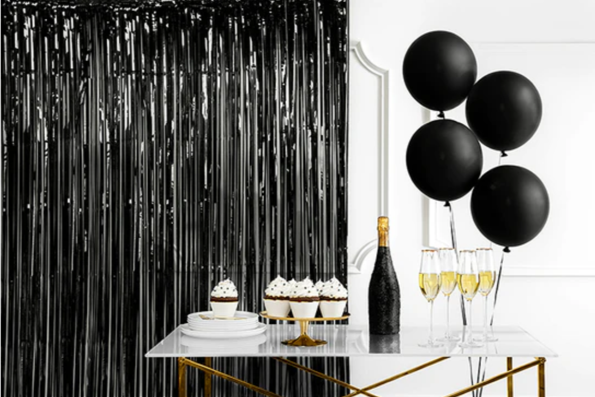 Black Party Curtain Fringe Backdrop