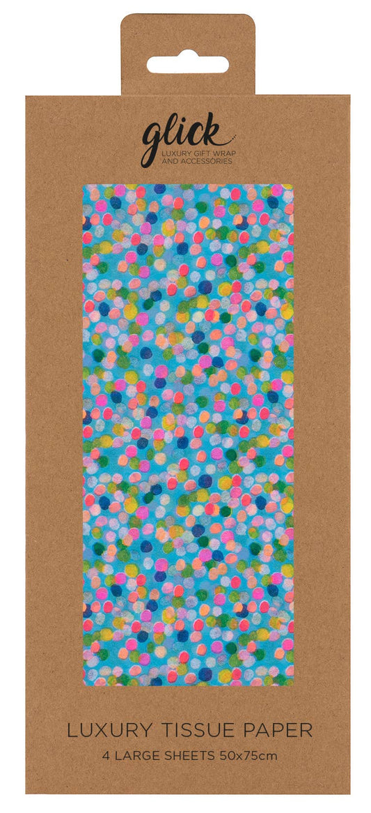 TISSUE PS SPOTTY BLUE 4 SHEETS - PaperGeenius